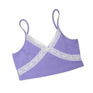Cider Pastel Purple Lace Cropped Cami Medium